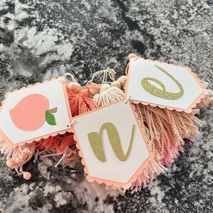 Peach and Gold First Birthday Banner